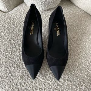 CHANEL Black Suede Heels